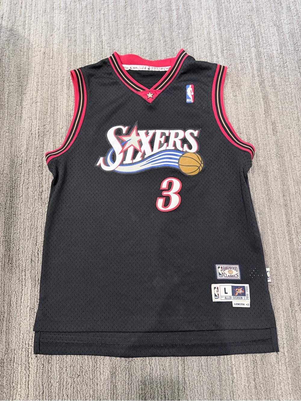 NBA Allen Iverson Black & Red Philadelphia Sixers #3 Basketball Jersey